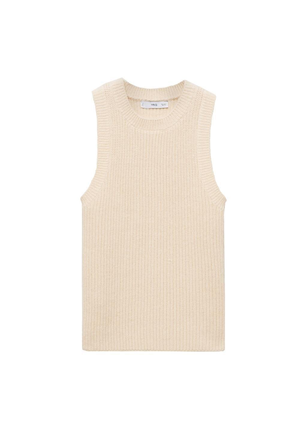Beige Ribbed Wool-Blend Top, , large image number 2