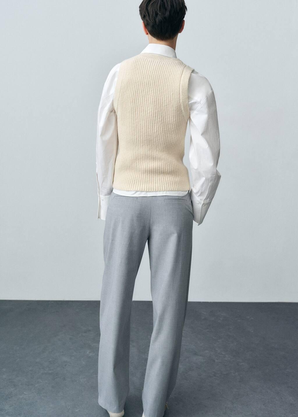 Beige Ribbed Wool-Blend Top, , large image number 6