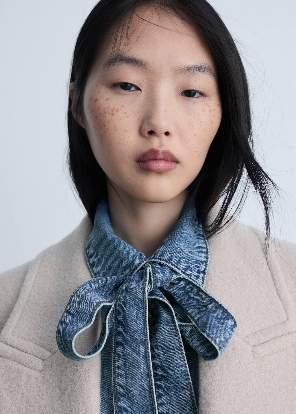 Blue Denim Shirt With Bow, , large image number 1