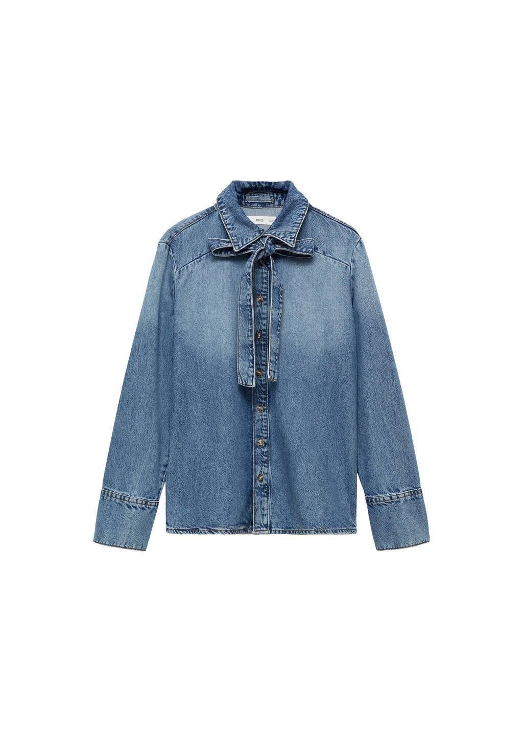 Blue Denim Shirt With Bow, , large image number 2