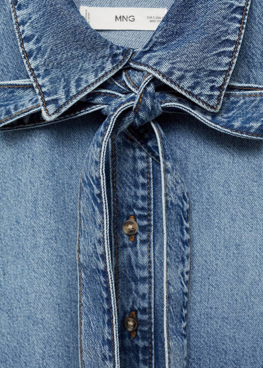 Blue Denim Shirt With Bow, , large image number 4