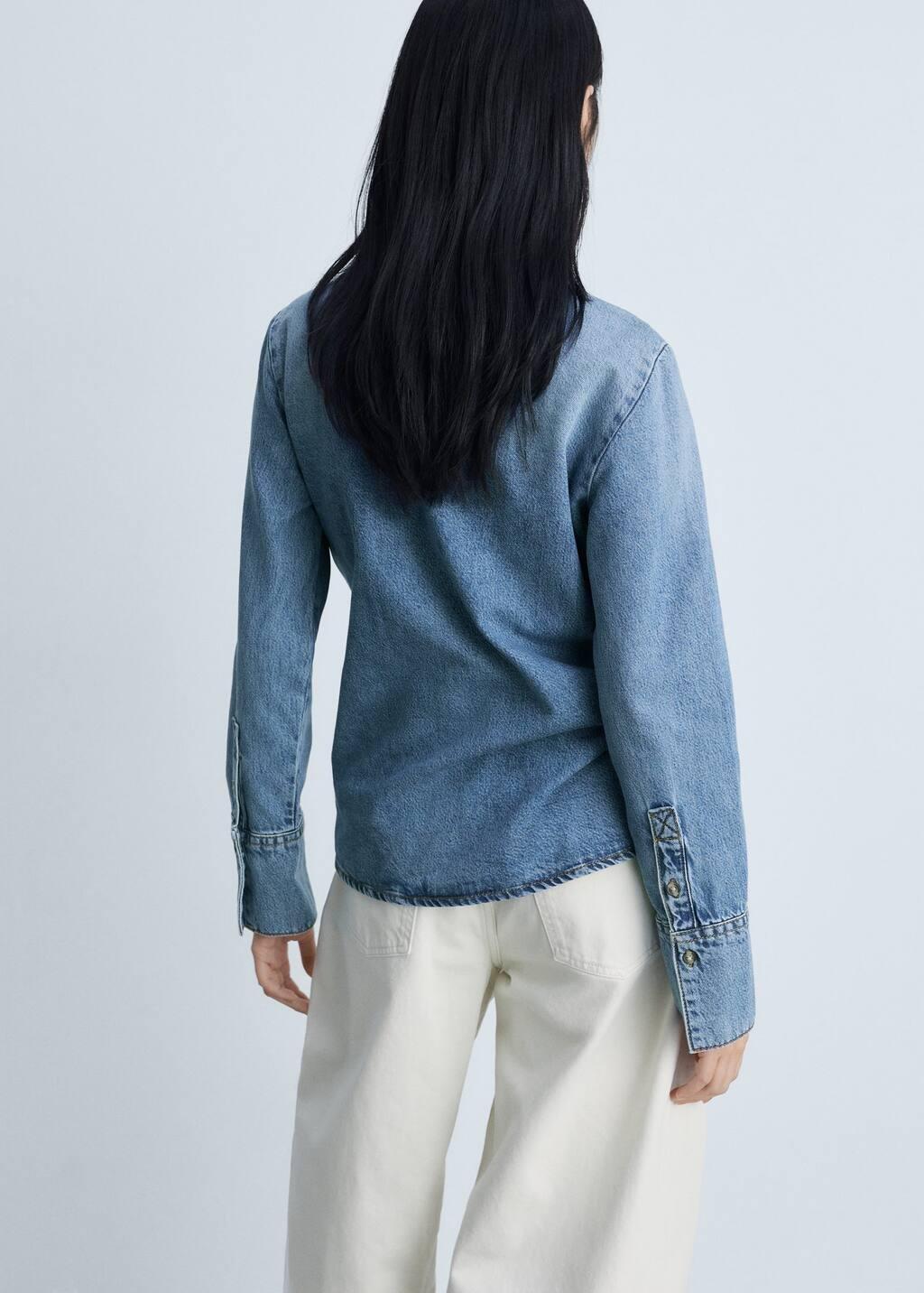 Blue Denim Shirt With Bow, , large image number 7