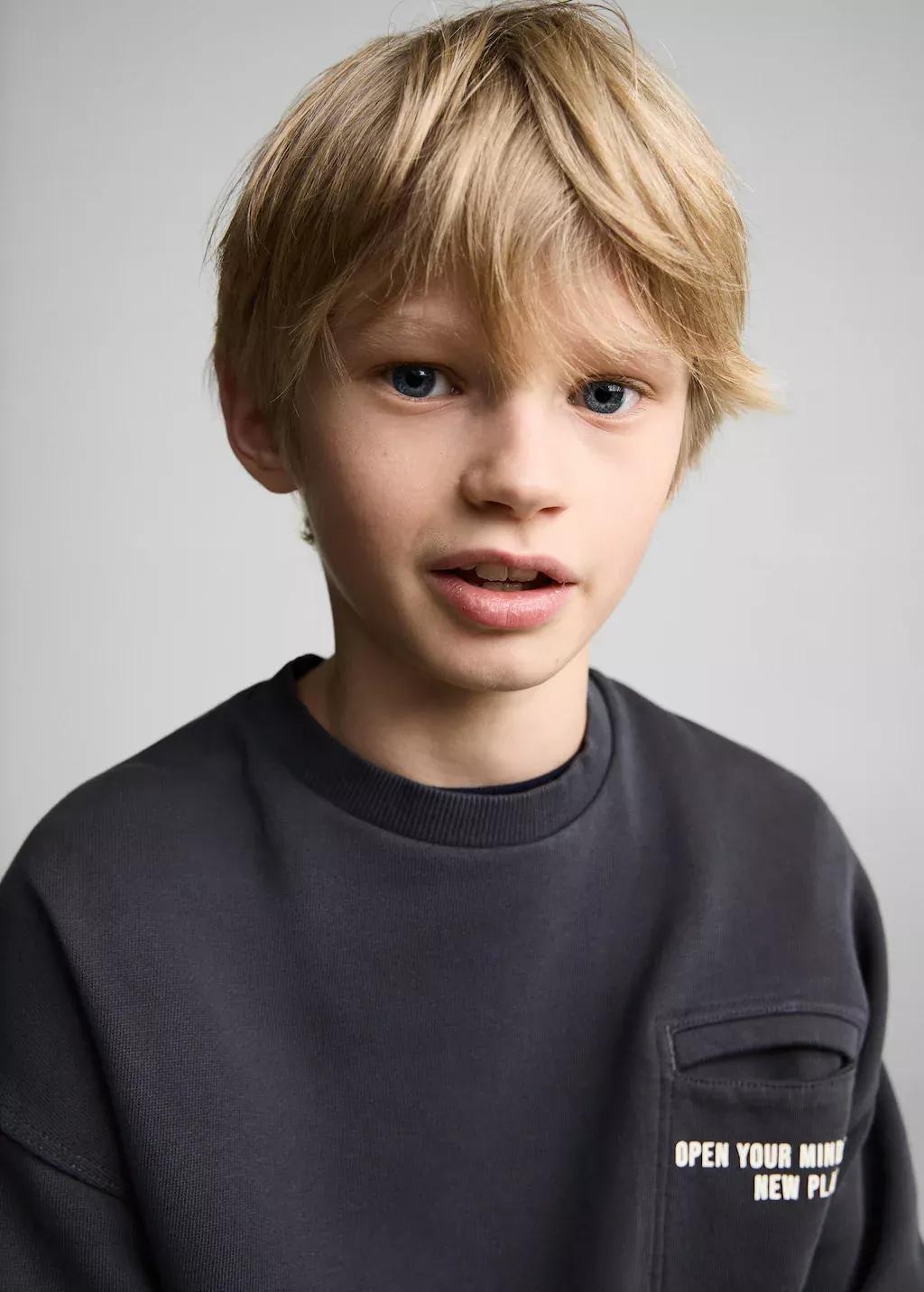 Grey Pocket Cotton Sweatshirt, Kids Boy, , large image number 1