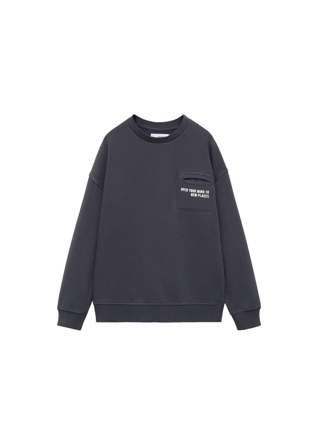 Grey Pocket Cotton Sweatshirt, Kids Boy, , large image number 2
