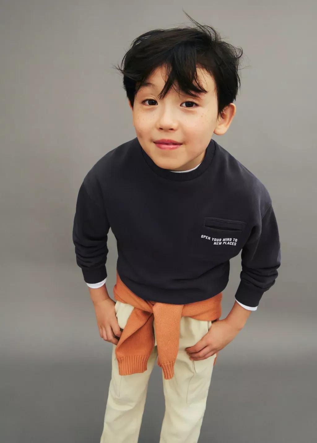 Grey Pocket Cotton Sweatshirt, Kids Boy, , large image number 4