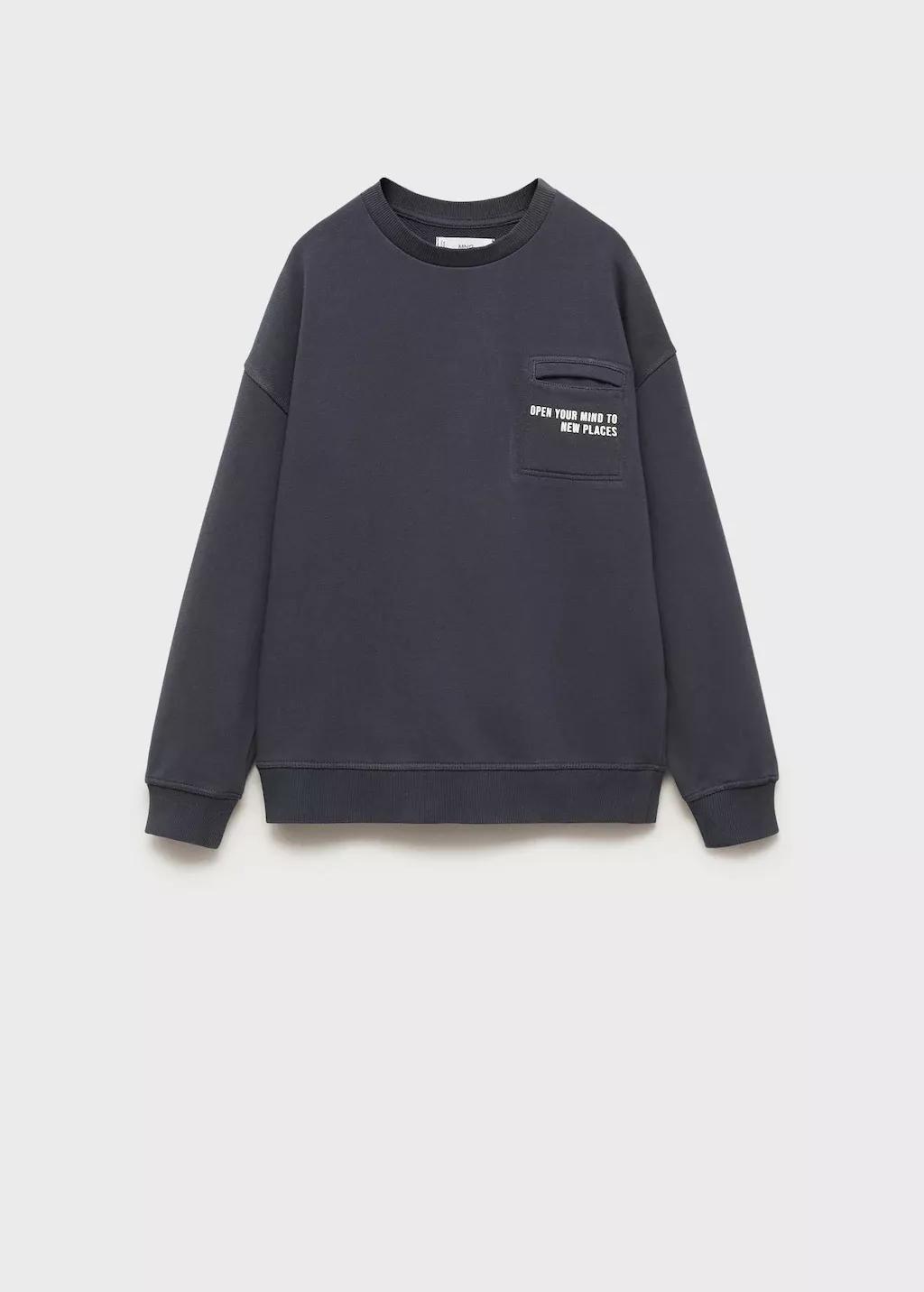 Grey Pocket Cotton Sweatshirt, Kids Boy, , large image number 5
