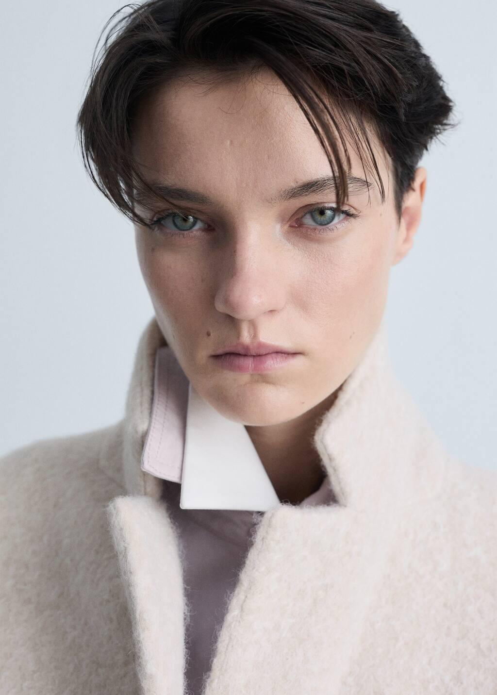 Beige Oversized Boucla Long Coat, , large image number 1