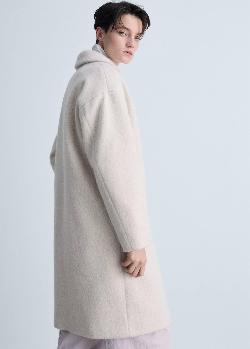 Beige Oversized Boucla Long Coat, , large image number 3