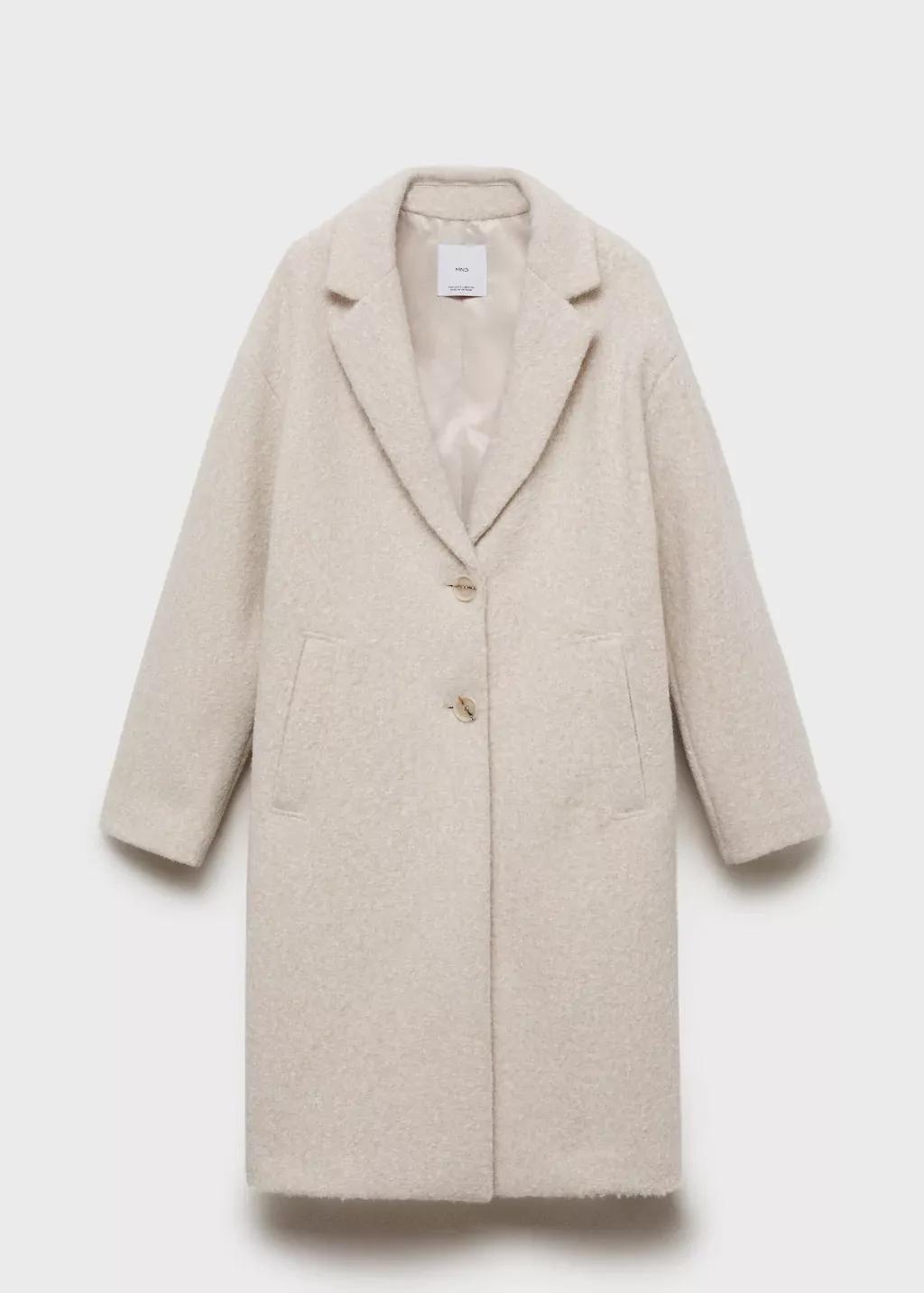 Beige Oversized Boucla Long Coat, , large image number 4