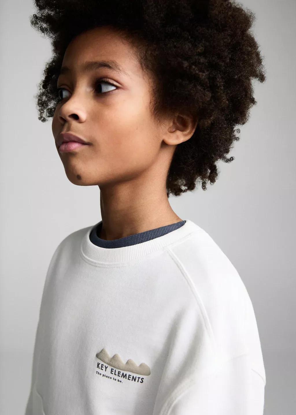 White Printed Embossed Sweatshirt, Kids Boy, , large image number 1