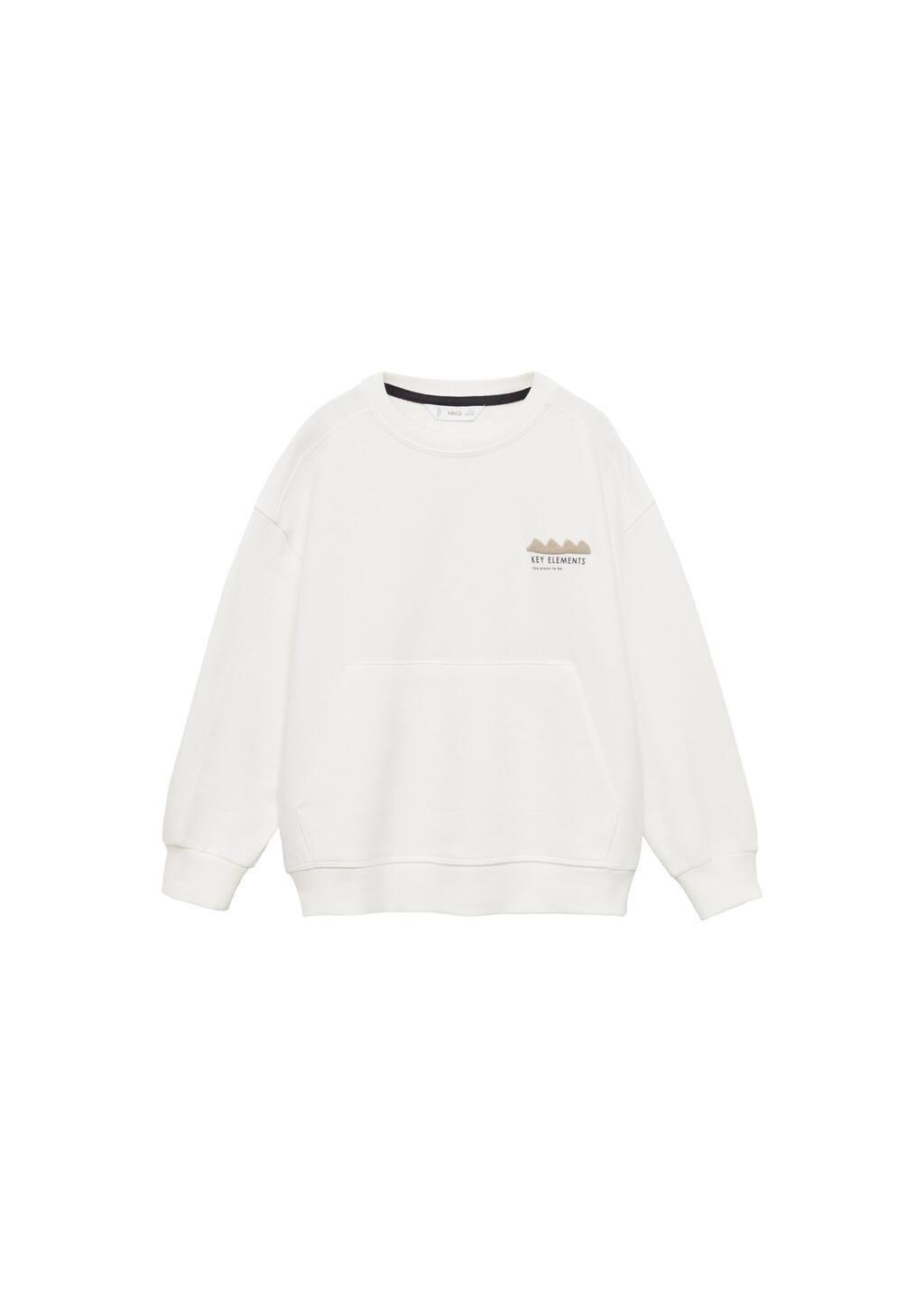 White Printed Embossed Sweatshirt, Kids Boy, , large image number 2
