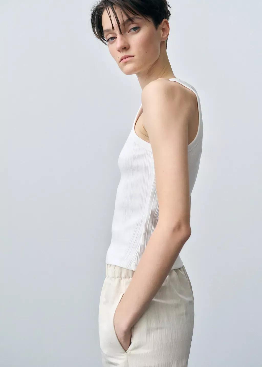 White Cotton Halter-Neck Top, , large image number 1