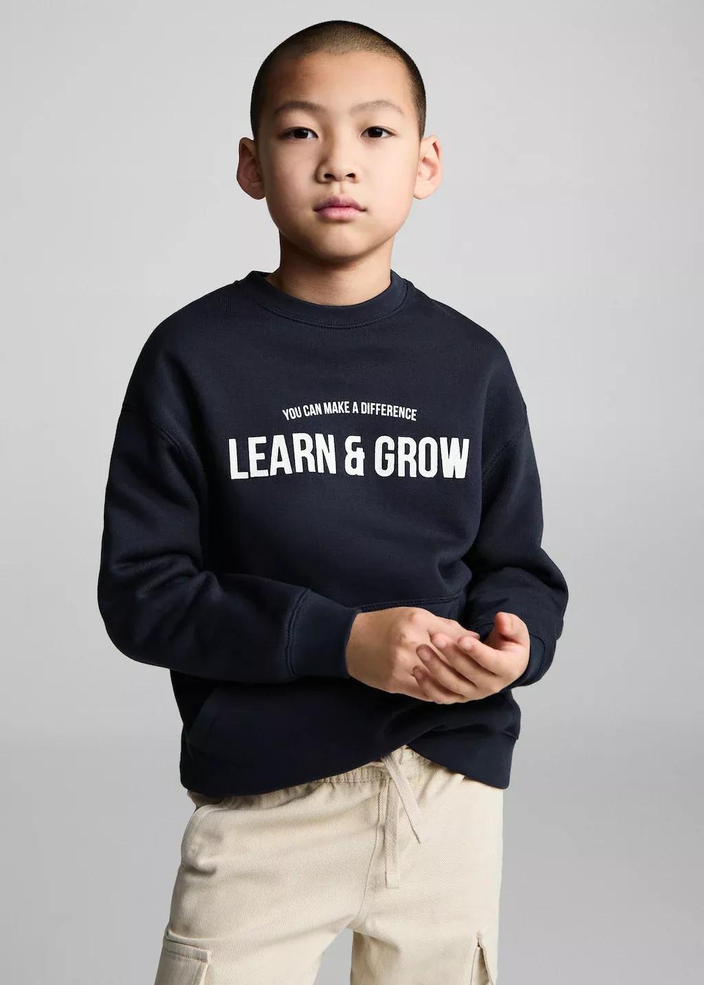 Navy Sweatshirt With Printed Lettering, , large image number 0