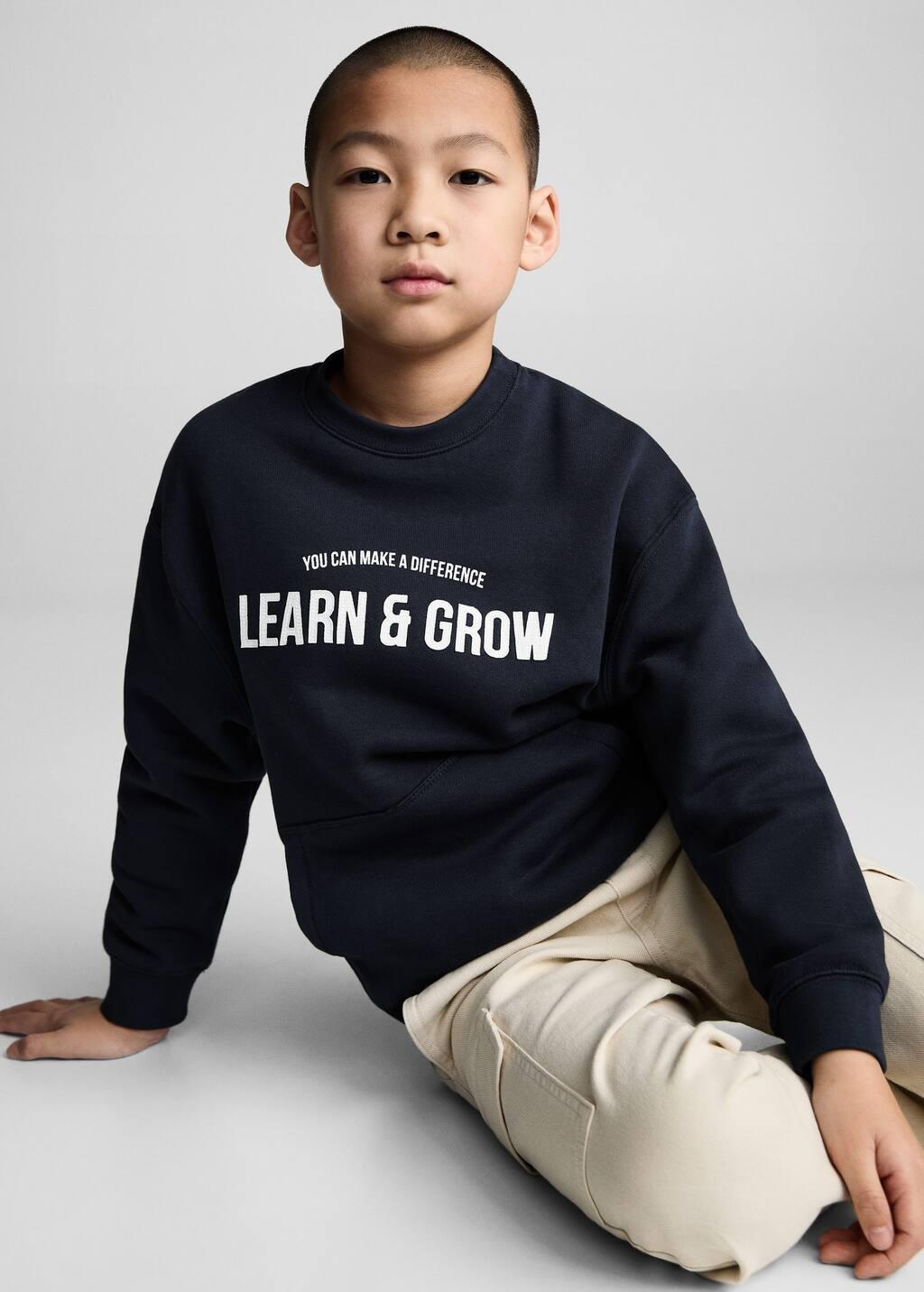 Navy Sweatshirt With Printed Lettering, , large image number 2