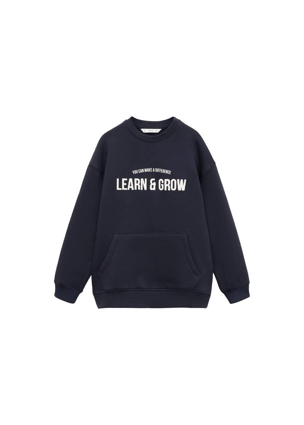 Navy Sweatshirt With Printed Lettering, , large image number 3