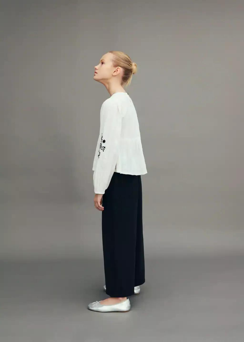 Navy Buttons Culottes Trousers, Kids Girl, , large image number 3