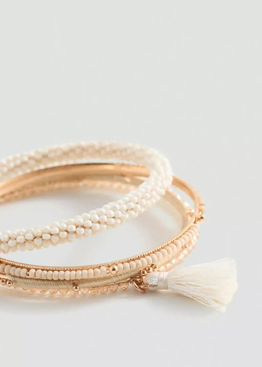 Brown Lt Pastel Tassel Bracelet Set, Kids Girl, Light Pastel Brown, large image number 0