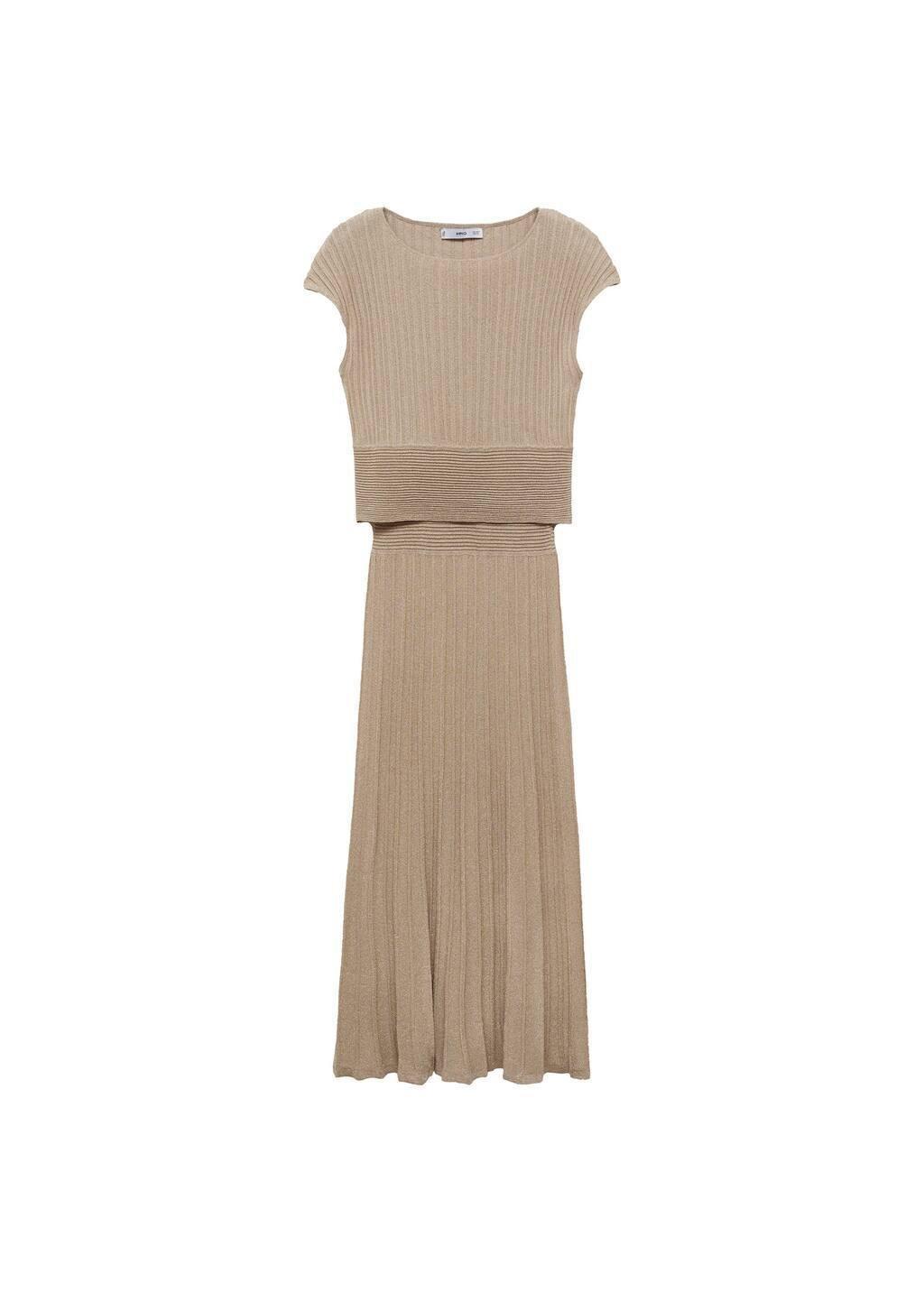 Gold Knitted Dress With Shiny Finish, , large image number 2