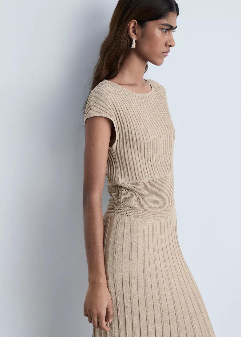 Gold Knitted Dress With Shiny Finish, , large image number 3