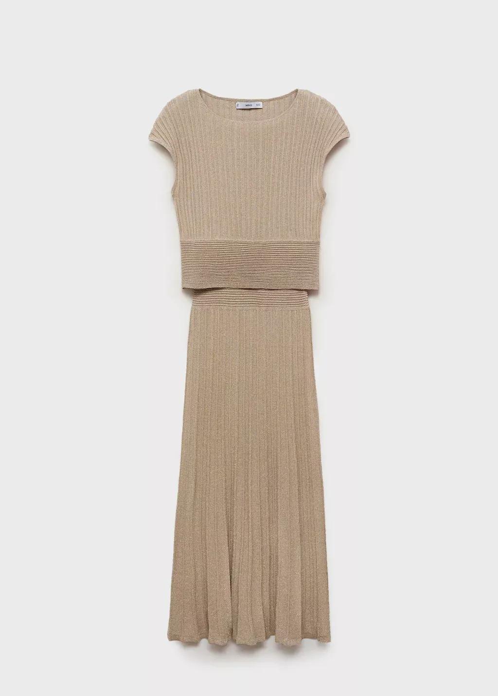 Gold Knitted Dress With Shiny Finish, , large image number 4