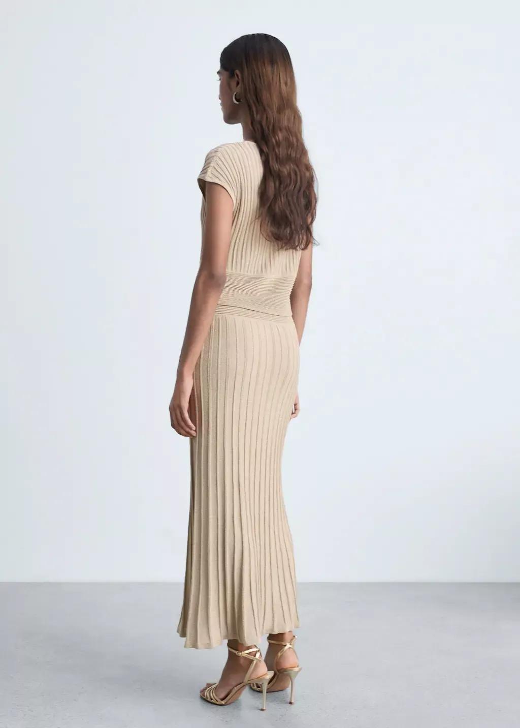 Gold Knitted Dress With Shiny Finish, , large image number 7