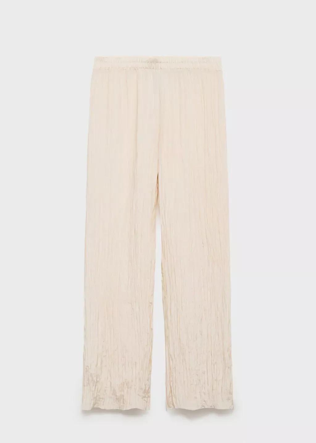 Yellow Pleated Straight Trousers, , large image number 4