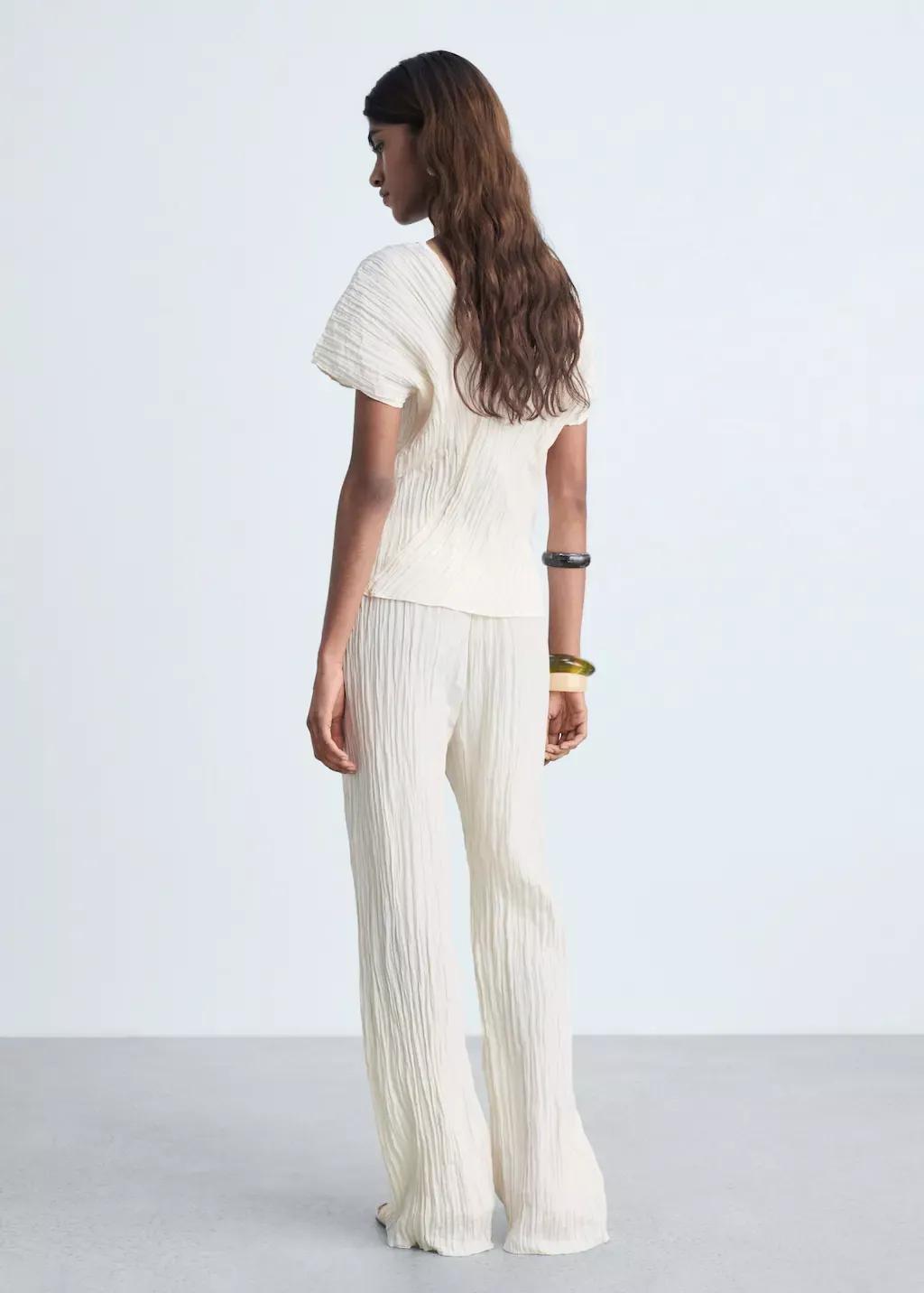 Yellow Pleated Straight Trousers, , large image number 5