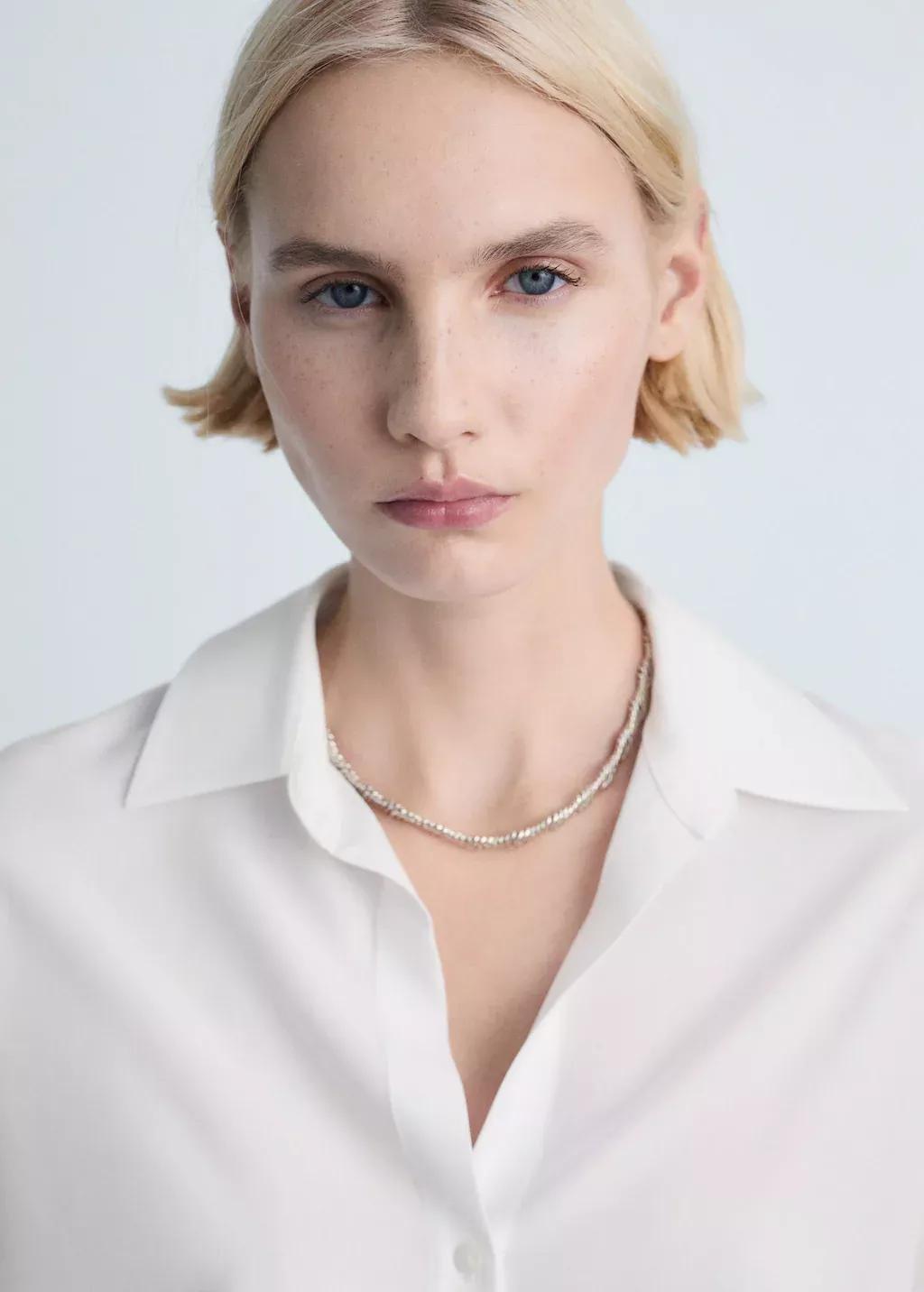 White Lyocell Fluid Shirt, , large image number 1