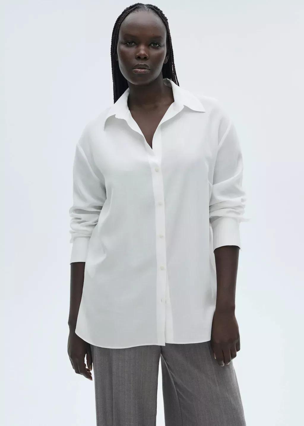 White Lyocell Fluid Shirt, , large image number 5