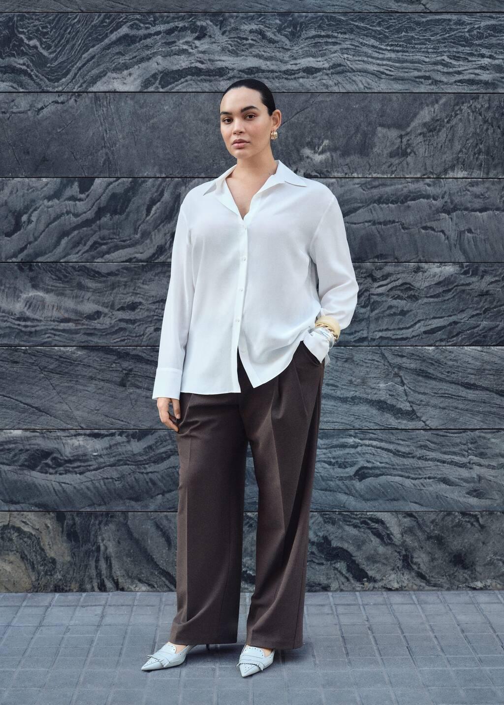 White Lyocell Fluid Shirt, , large image number 7