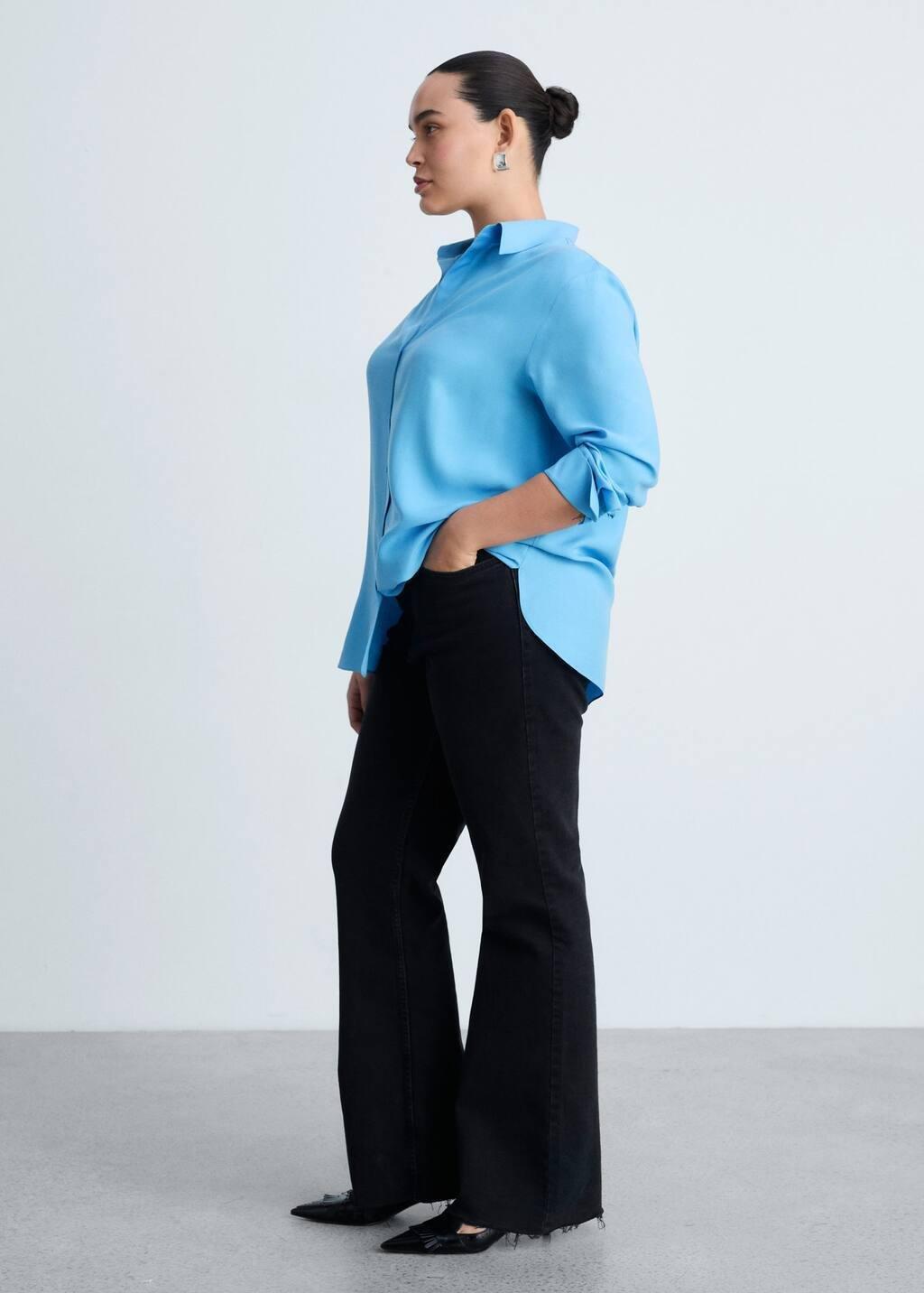 Blue Lyocell Fluid Shirt, 0201_52, large image number 2
