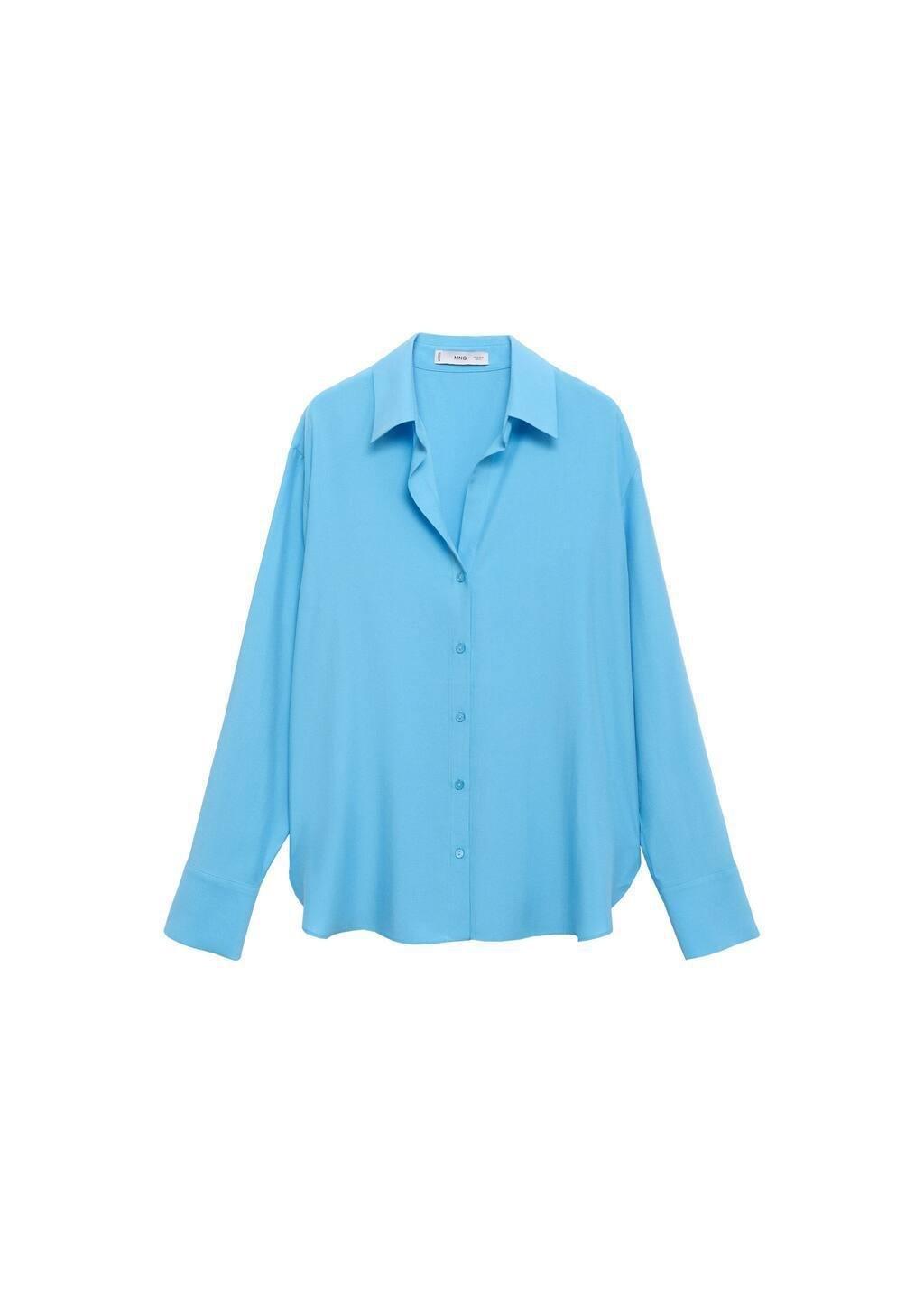 Blue Lyocell Fluid Shirt, 0201_52, large image number 4