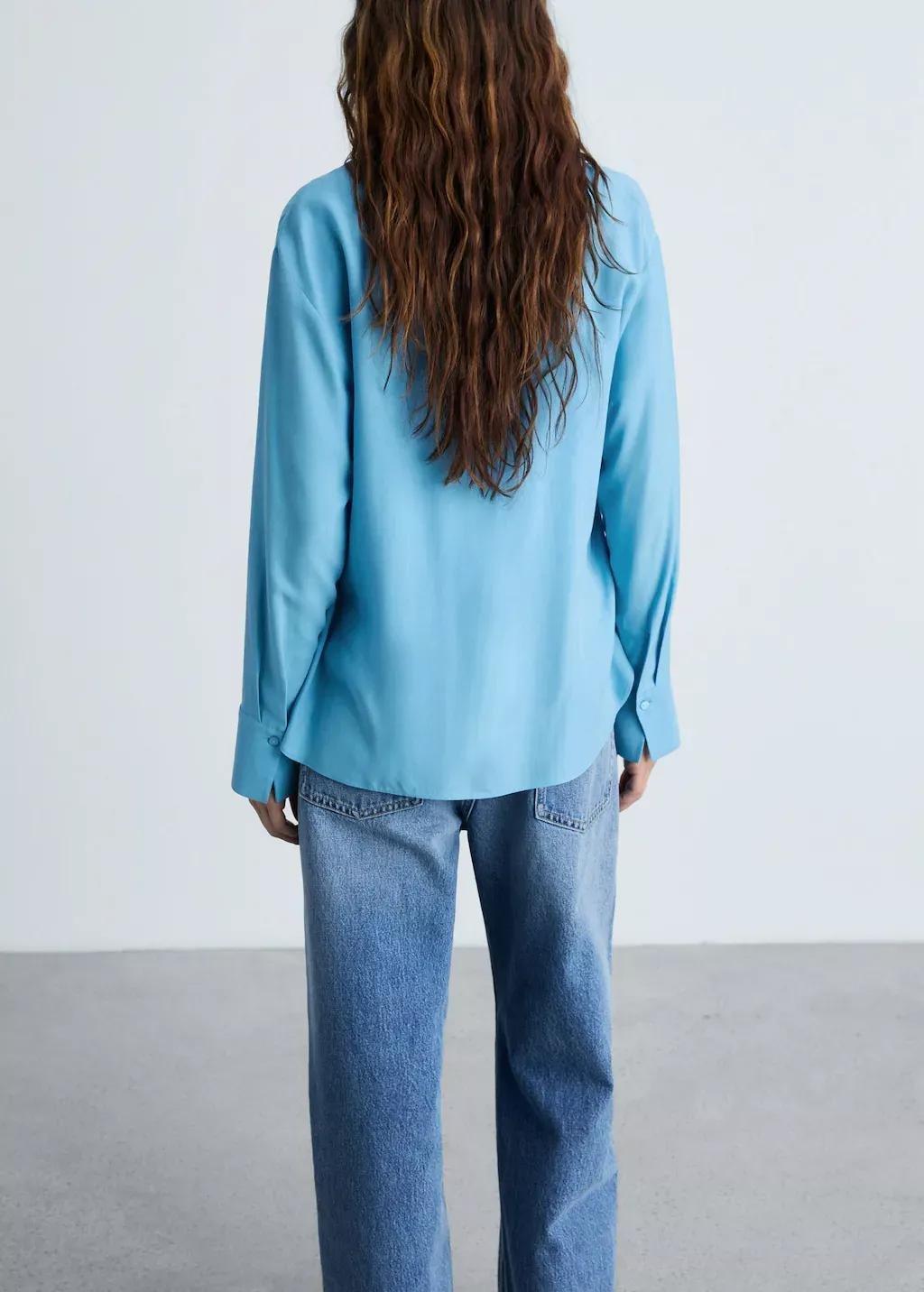 Blue Lyocell Fluid Shirt, 0201_52, large image number 5