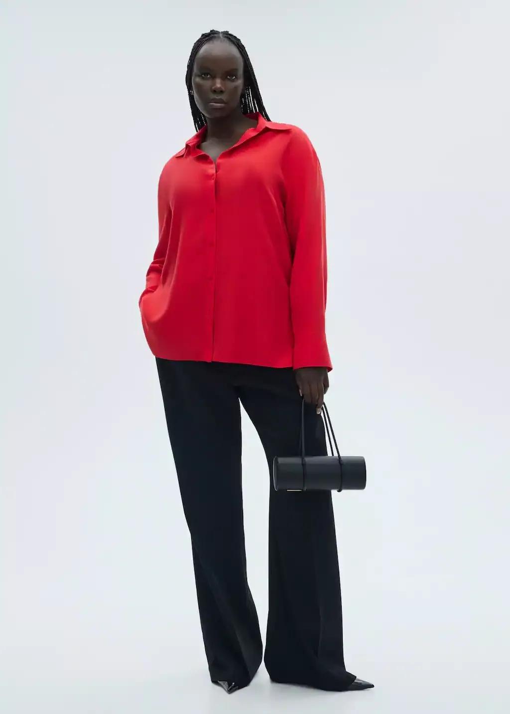 Red Lyocell Fluid Shirt, , large image number 3