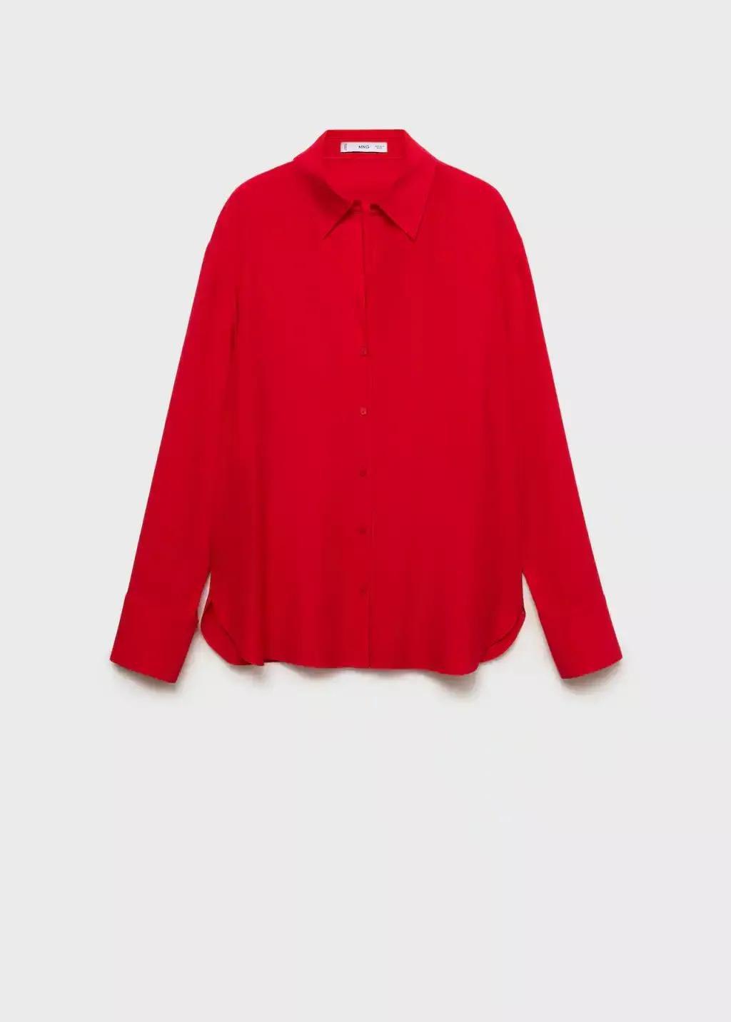 Red Lyocell Fluid Shirt, , large image number 4