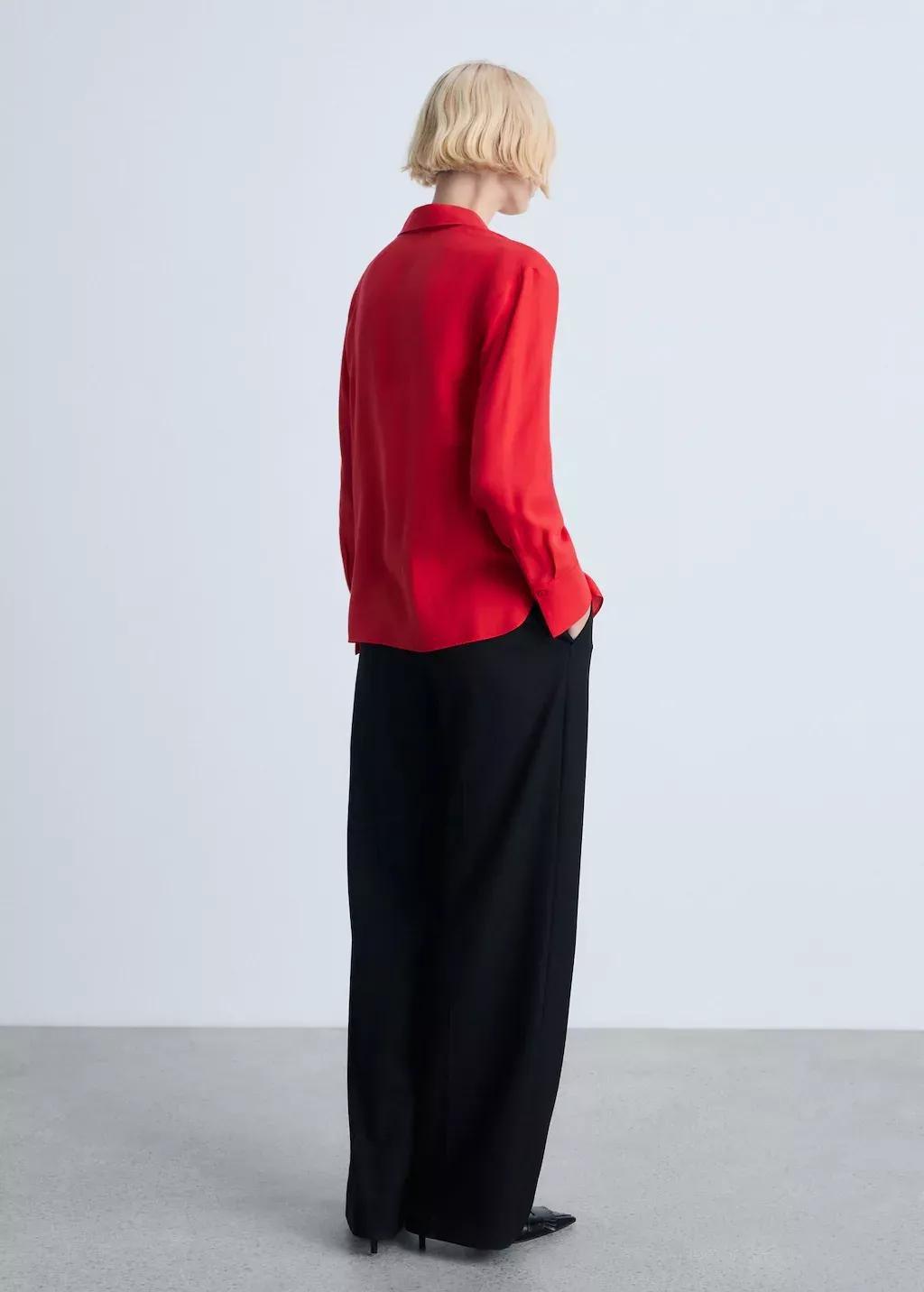 Red Lyocell Fluid Shirt, , large image number 8