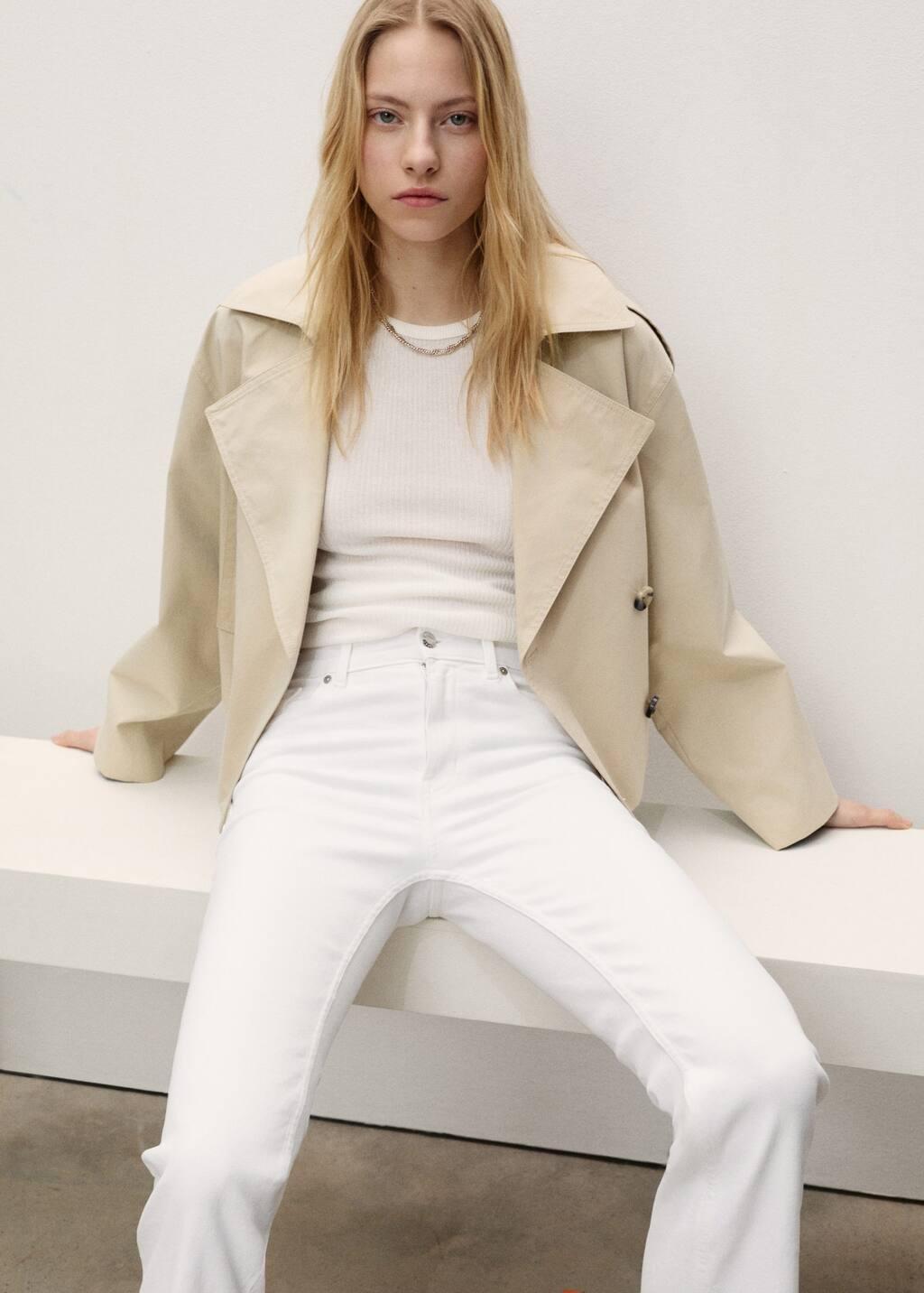 White Plain Cropped Jeans, , large image number 4