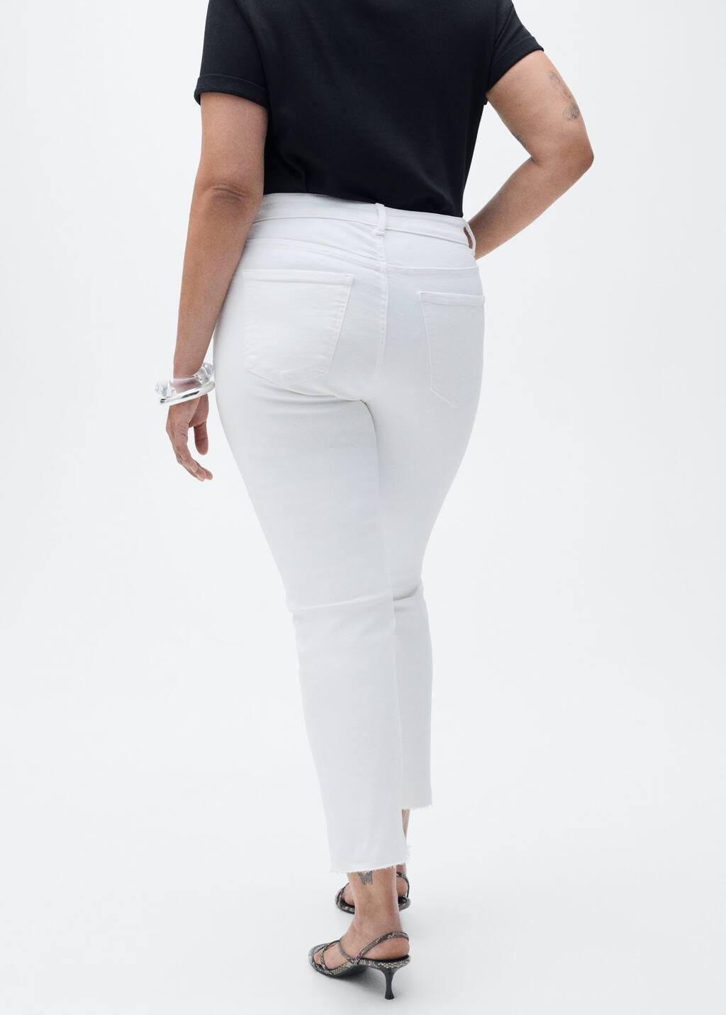 White Plain Cropped Jeans, , large image number 8
