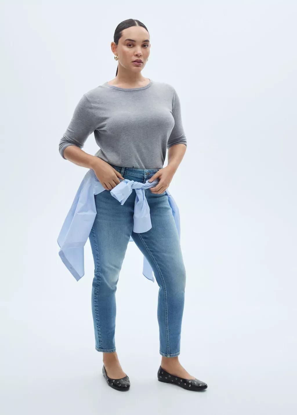 Blue Mid-Rise Skinny Jeans, , large image number 4