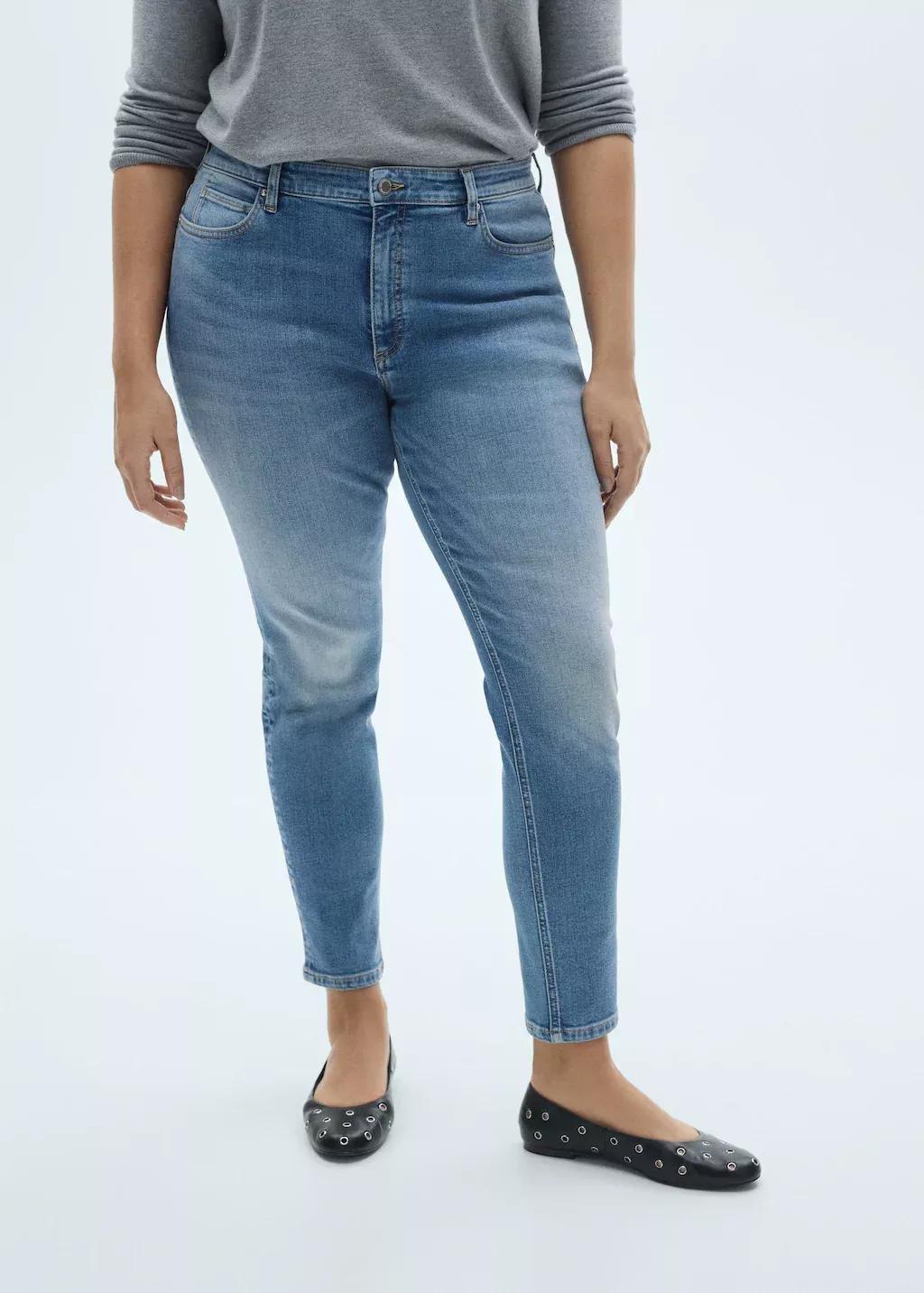 Blue Mid-Rise Skinny Jeans, , large image number 6