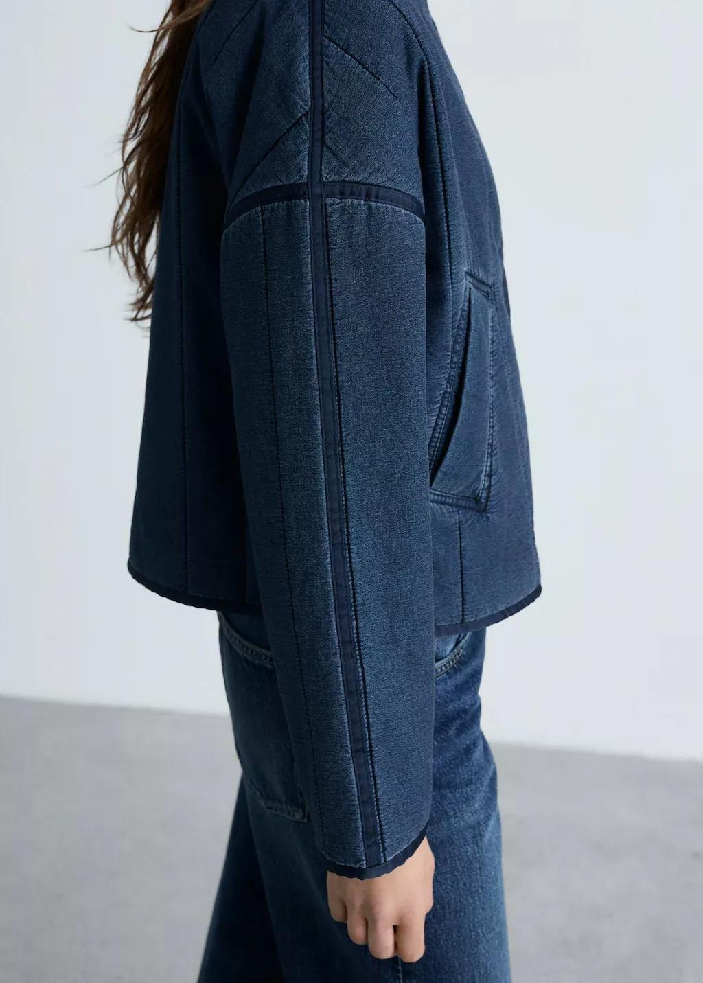Blue Zipper Cotton Jacket, , large image number 1