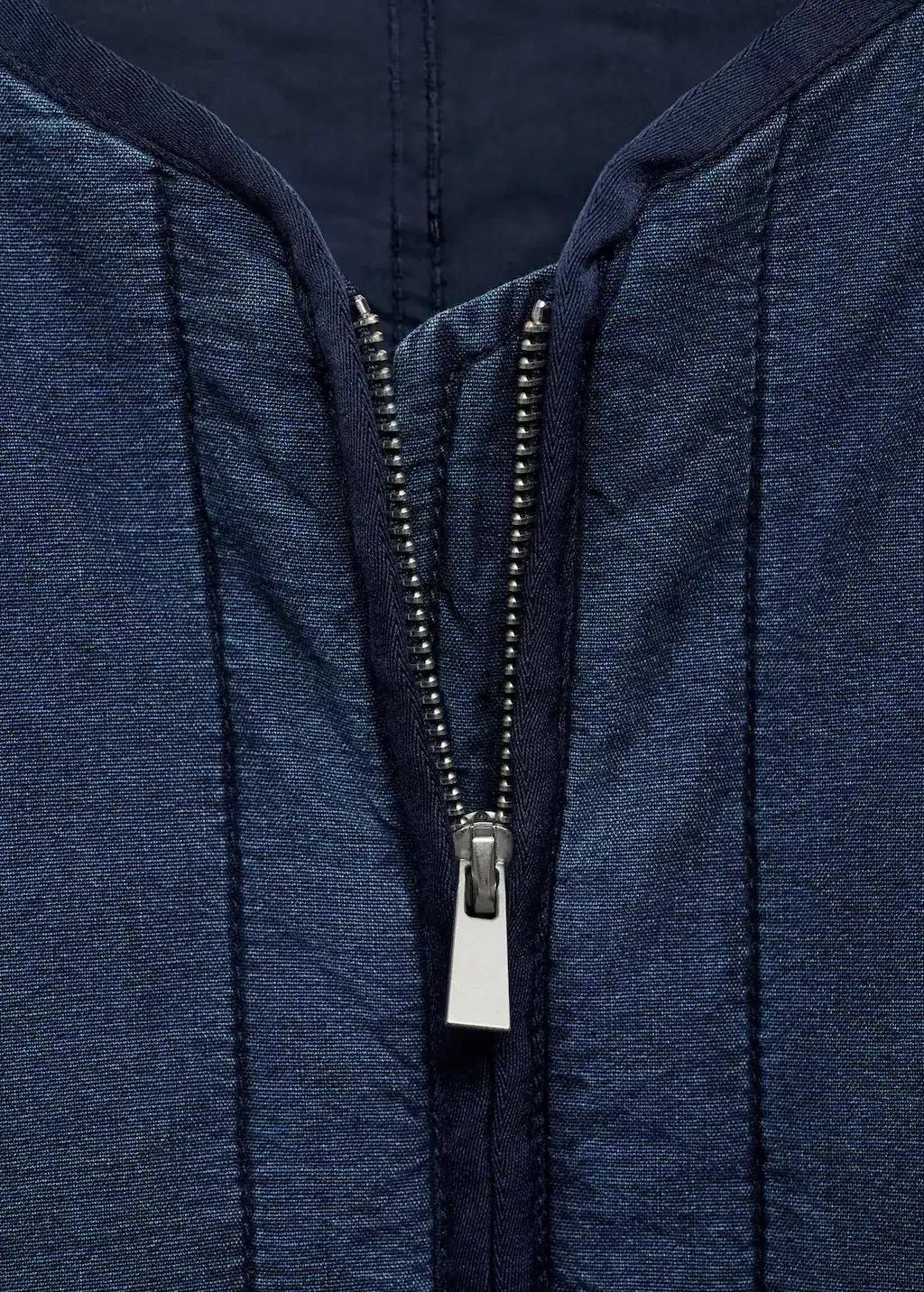 Blue Zipper Cotton Jacket, , large image number 3