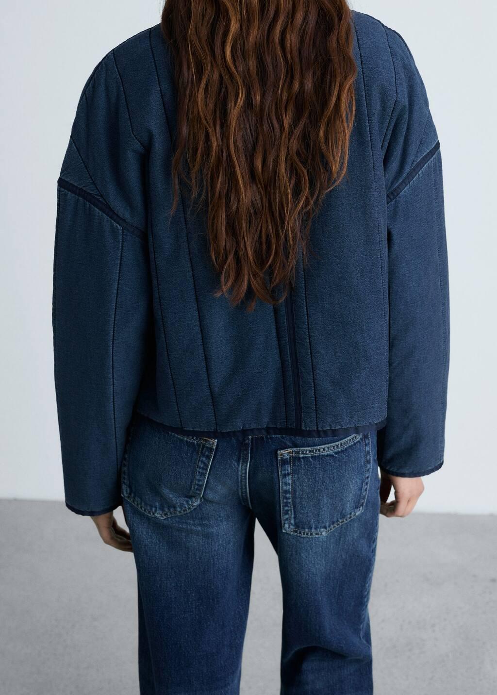 Blue Zipper Cotton Jacket, , large image number 5