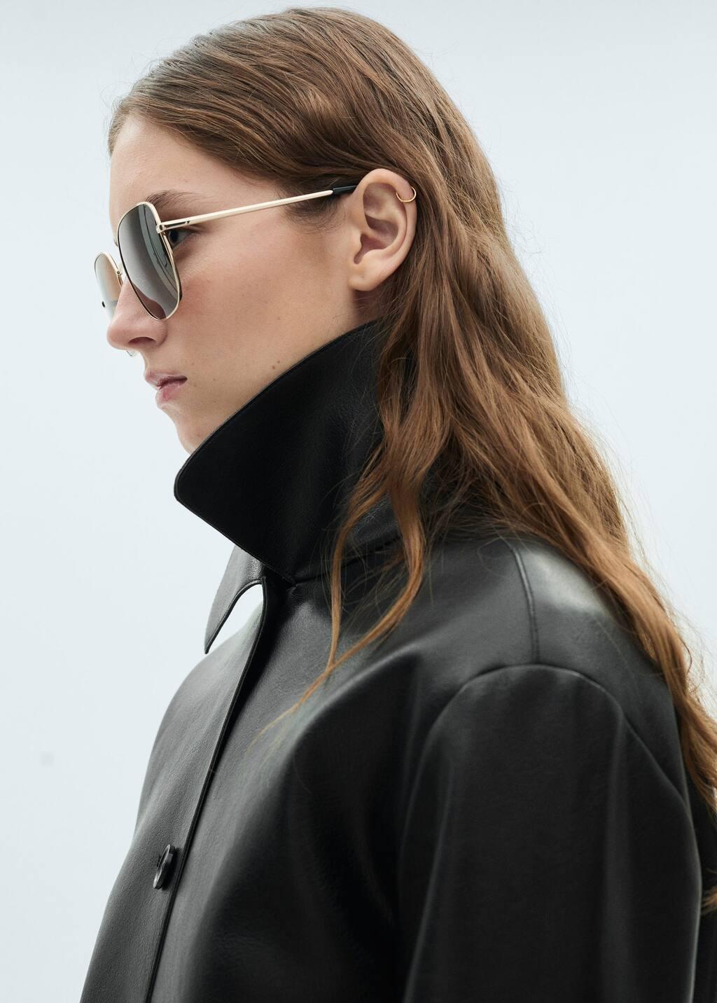 Black Leather-Effect Jacket With Pockets, , large image number 1