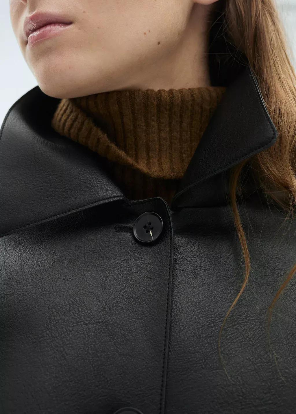 Black Leather-Effect Jacket With Pockets, , large image number 7
