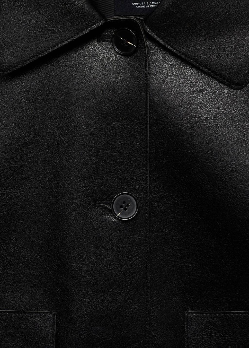 Black Leather-Effect Jacket With Pockets, , large image number 9