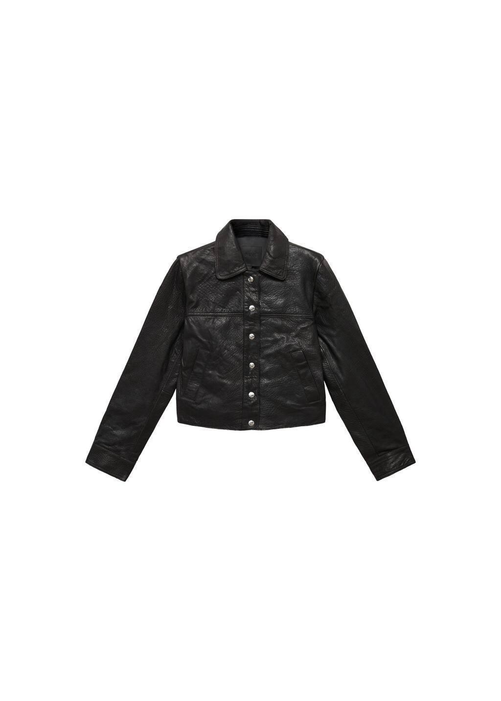 Black Lapels Leather Jacket, , large image number 2