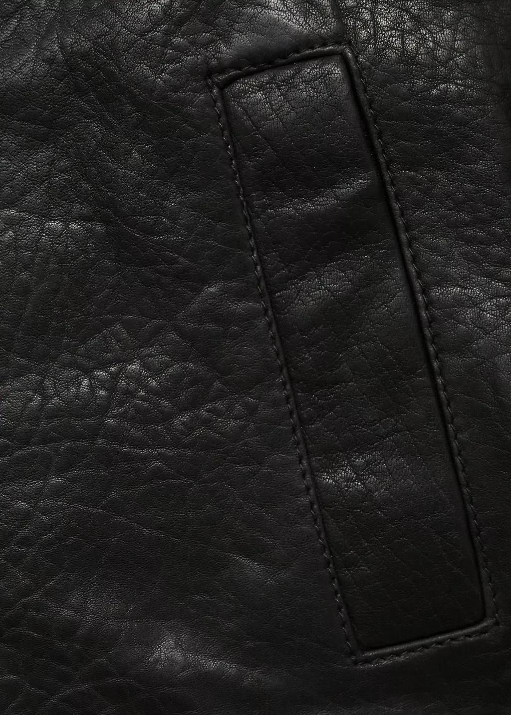 Black Lapels Leather Jacket, , large image number 6