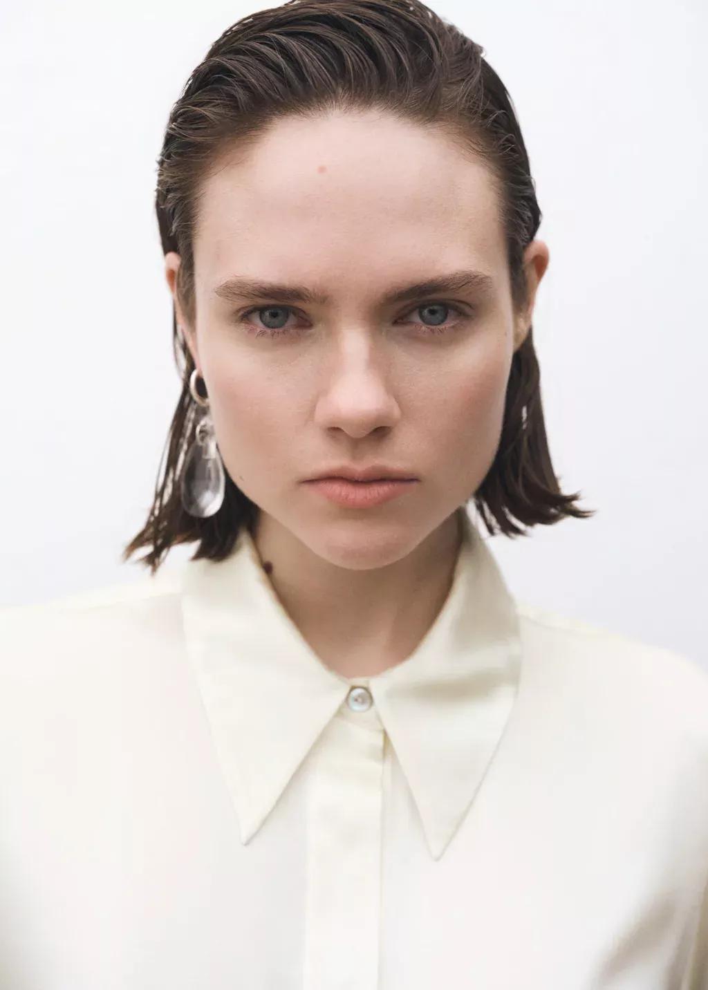White Satin Silk Shirt, , large image number 1