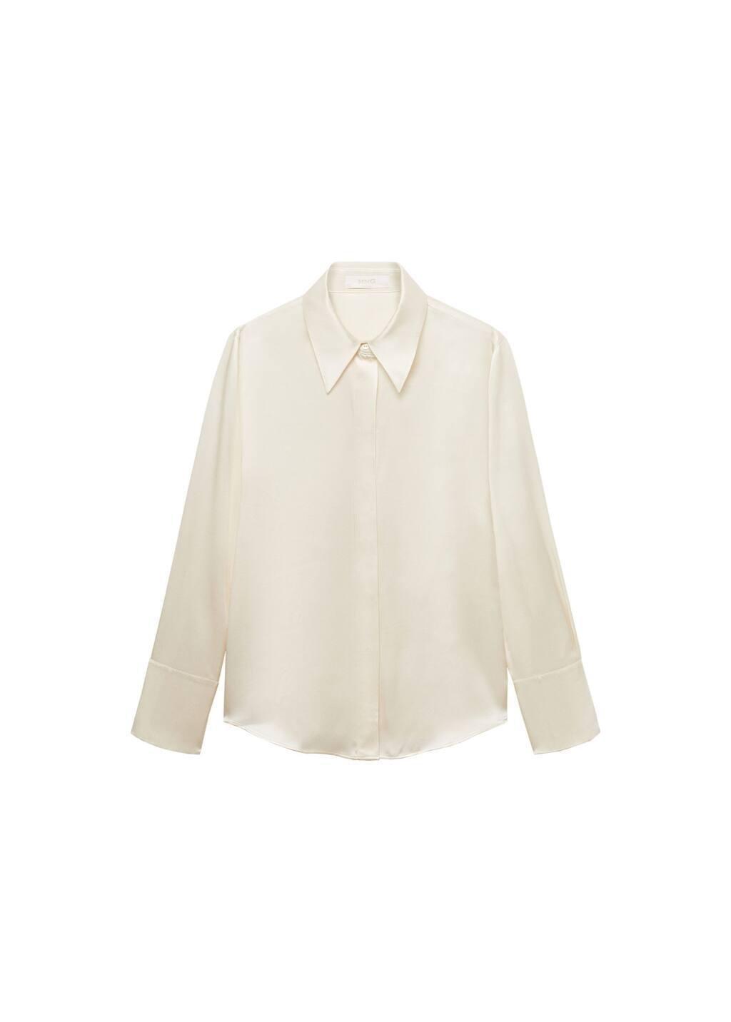 White Satin Silk Shirt, , large image number 3